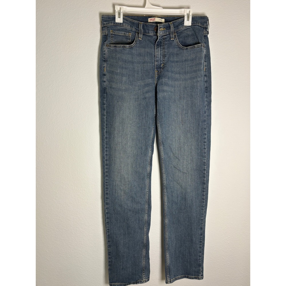 Signature by‎ Levi Strauss Mens Straight Fit Jeans Medium Wash Blue W32 L34